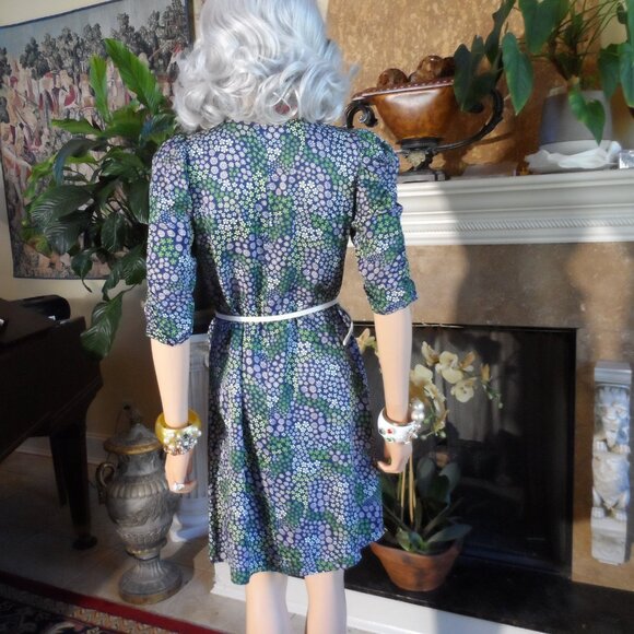 See by Chloé Green & Blue Floral Print Belted Sheath Dress – IT 38 / US 6 - Picture 13 of 16